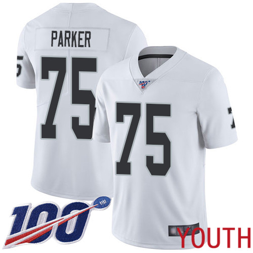 Oakland Raiders Limited White Youth Brandon Parker Road Jersey NFL Football #75 100th Season Vapor Jersey->youth nfl jersey->Youth Jersey